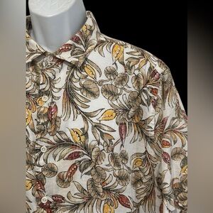 Tasso Elba‎ Mens Shirt Floral 100% Linen Multicolor Short Sleeve Lightweight XL